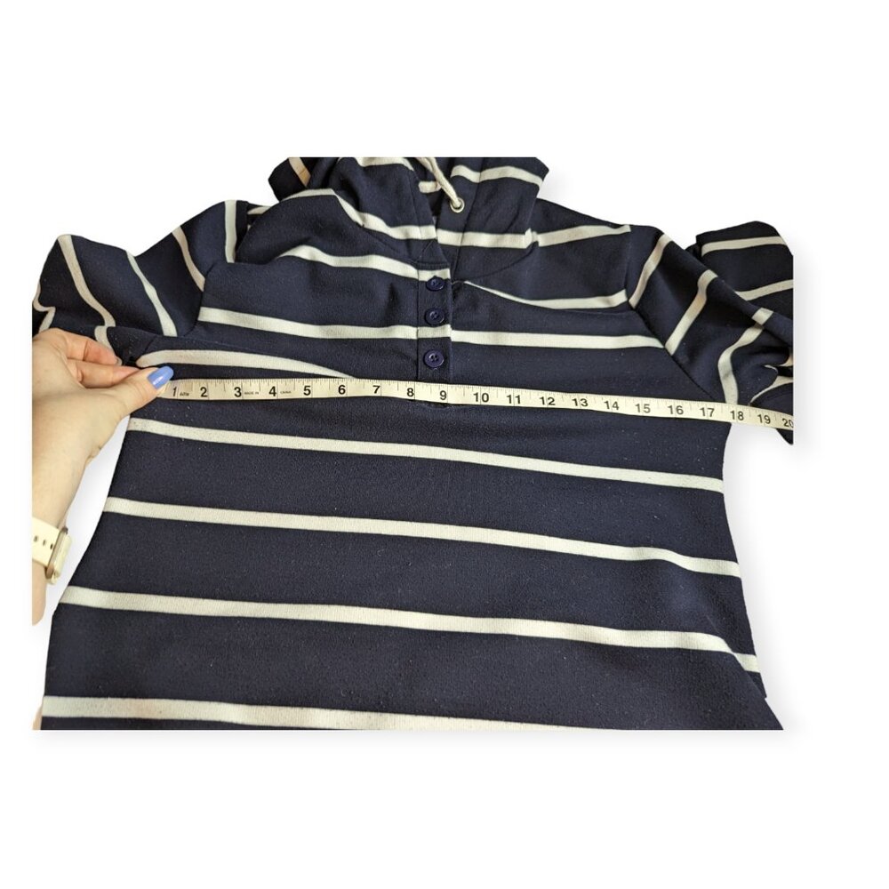 Blue & White Striped Long Sleeve Pullover Hoodie Size Small - Picture 10 of 13
